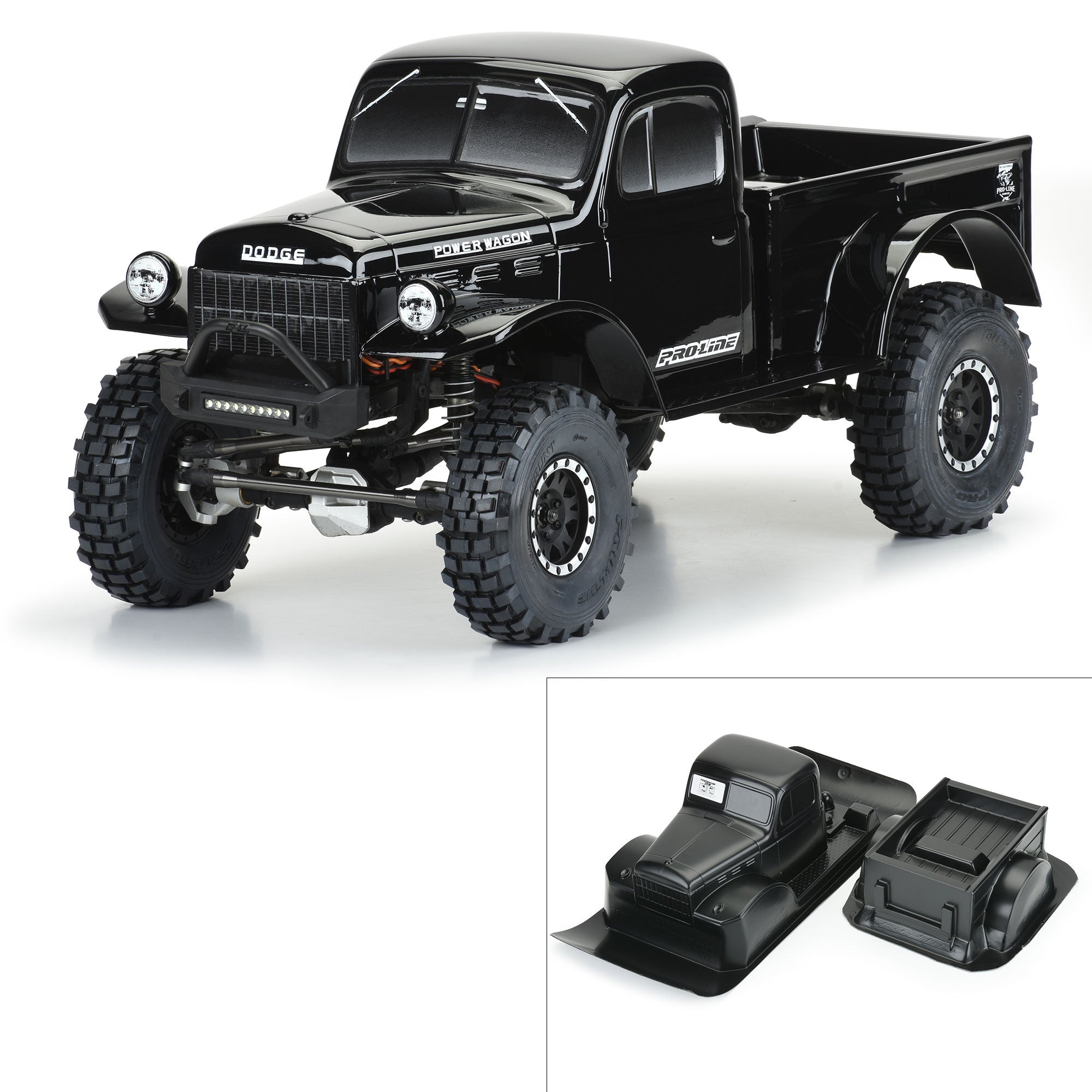 1/10 1946 Dodge Power Wagon Black Body 12.3" (313mm) WB Craw