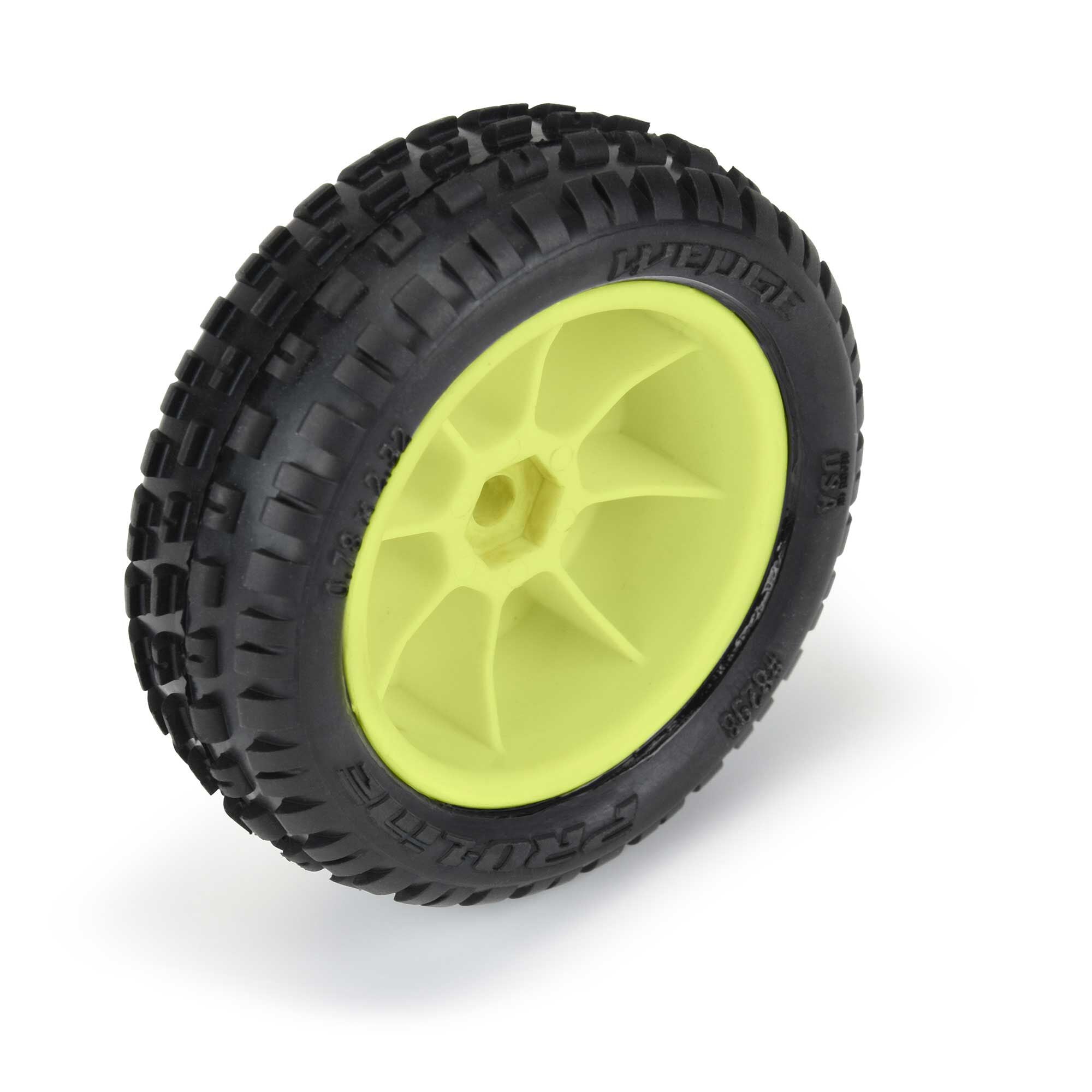 1/18 Wedge Front Carpet Mini-B Tires Mounted 8mm Yellow Whee