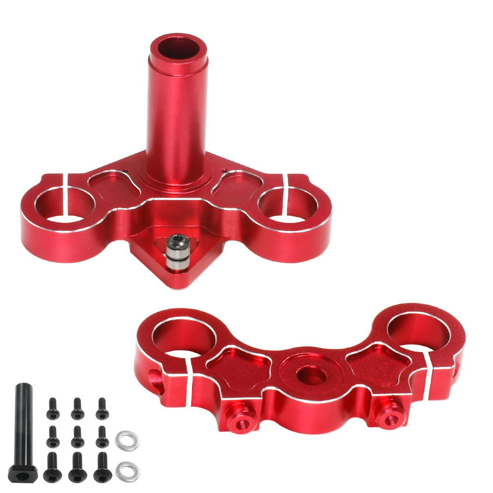 Aluminum Triple Clamp Set, Promoto, Red