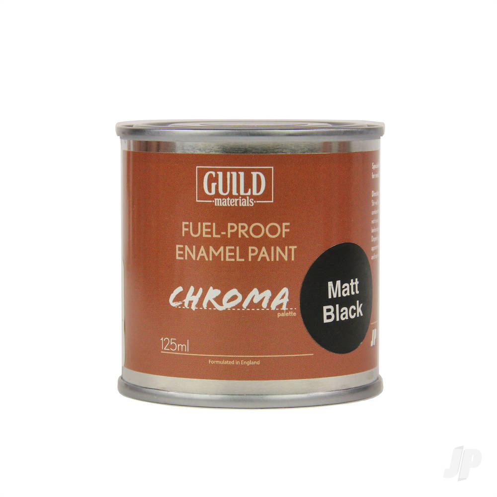Guild Lane Chroma Enamel Fuelproof Paint Matt Black (125ml Tin) GLDCHR6303 1