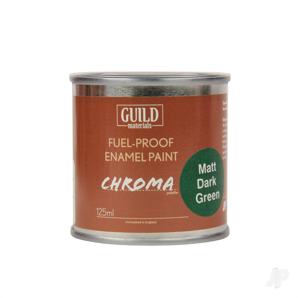 Guild Lane Chroma Enamel Fuelproof Paint Matt Dark Green (125ml Tin) GLDCHR6312 1