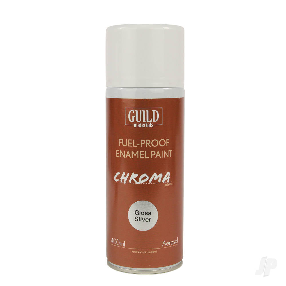 Guild Lane Chroma Enamel Fuelproof Paint Gloss Silver (400ml Aerosol) GLDCHR6407 1