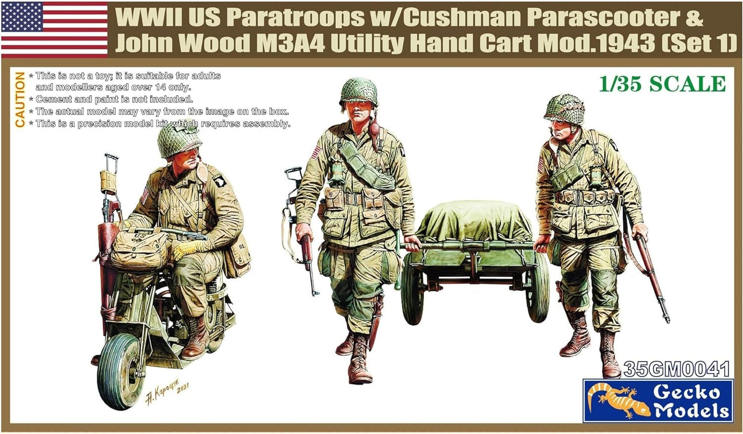 Gecko Models 1/35 US Paratroop w/Utility Hand Cart 35GM0041