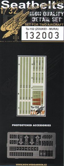 Focke-Wulf Ta-152H-1 seatbelts . 2 sets of fabric belts with etched buckles (designed to be used with Zoukei-Mura kits)