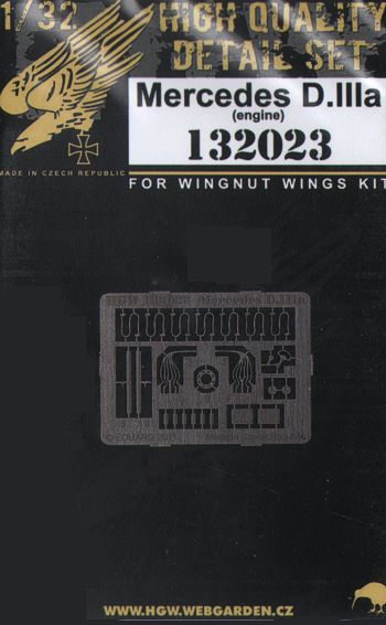 Mercedes D.IIIa engine detail set. (designed to be used with Roden and Wingnut Wings kits)