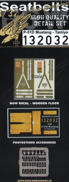 North-American P-51D Mustang seatbelts . 2 sets of fabric belts with etched buckles AND a wooden cockpit floor (designed to be used with Tamiya kits) { textile seatbelts and wood grain decal (floor)}