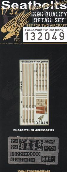 Focke-Wulf Fw-190A (early) seatbelts . 2 sets of fabric belts with etched buckles (designed to be used with Hasegawa kits)
