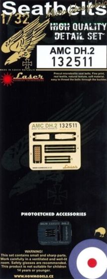AMC DH.2 seatbelts (laser) (designed to be used with Wingnut Wings kits)