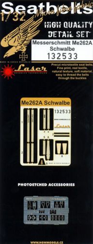 Messerschmitt Me-262A Schwalbe. Laser Seat Belt with etched buckle (designed to be used with Revell and Trumpeter kits)