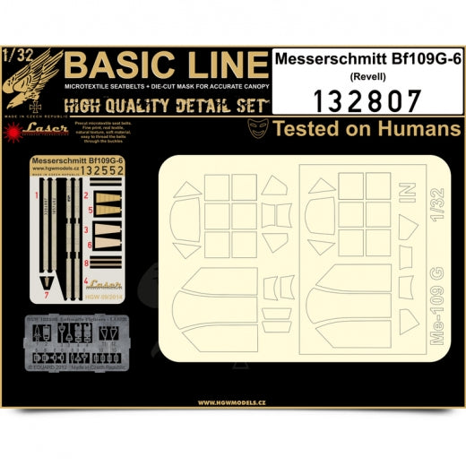 Messerschmitt Bf-109G-6 BASIC LINE: seatbelts + masks (designed to be used with Revell kits)