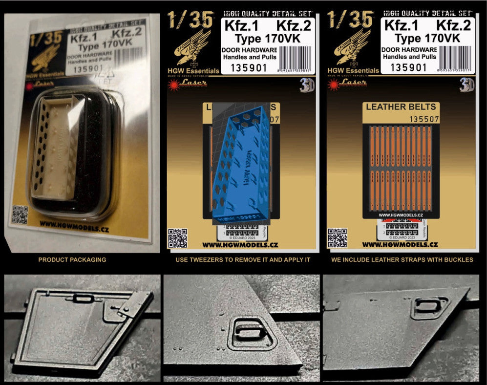 le.gl. Einheits-Pkw Kfz.1 /Kfz.2 TYPE 170 VK - DOOR HARDWARE (designed to be used with ICM UA UK kits)