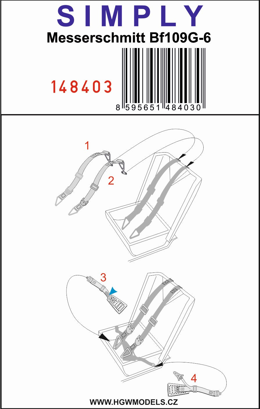 Messerschmitt Bf-109G-6 Simply Edition - Relief Print Seatbelts