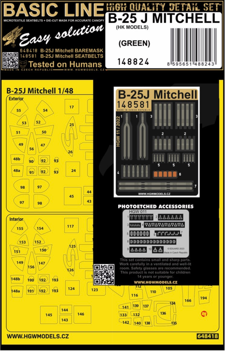 North-American B-25J MITCHELL (GREEN) - BASIC LINE (designed to be used with Hong Kong Models kits) - BASIC LINE