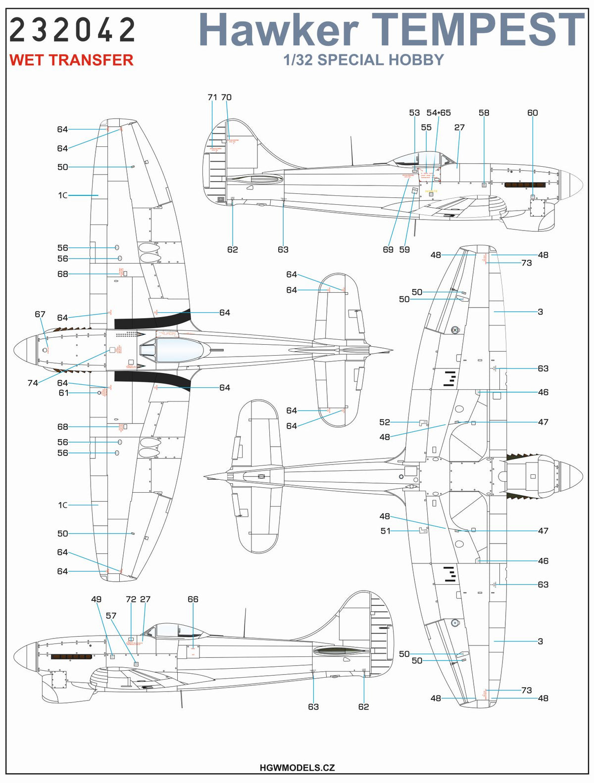 Hawker Tempest Mk.II / Mk.V - Stencils