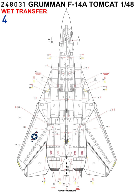 Re-printed! Grumman F-14A Tomcat Stencils + RBF stencils + both sided RBF (Easybelts techn.) Wet Transfers (designed to be used with Avant Garde n, Fujimi, Hasegawa, Hobby Boss, Italeri, Monogram, Revell and Tamiya kits)