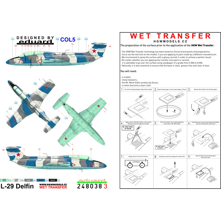 Aero L-29 Delfin markings and stencils (sets HGW248038 and HGW248039)