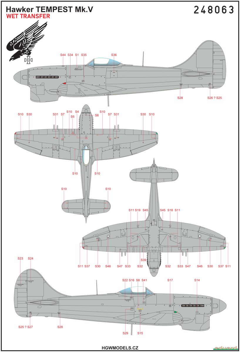 Hawker Tempest Mk.V Series 1 (designed to be used with Eduard kits) Wet Transfers