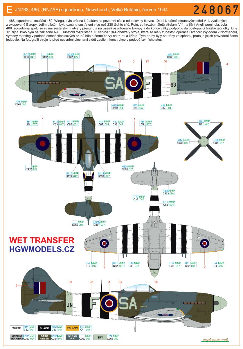 Hawker Tempest Mk.V Series 1 (designed to be used with Eduard kits) Wet Transfers