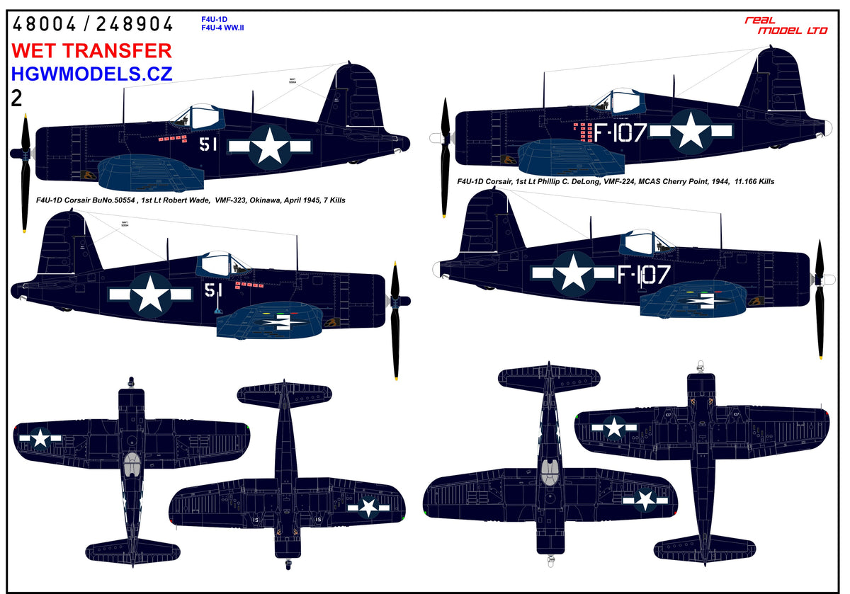 Vought F4U-1D / F4U-4 Corsair WWII - Markings