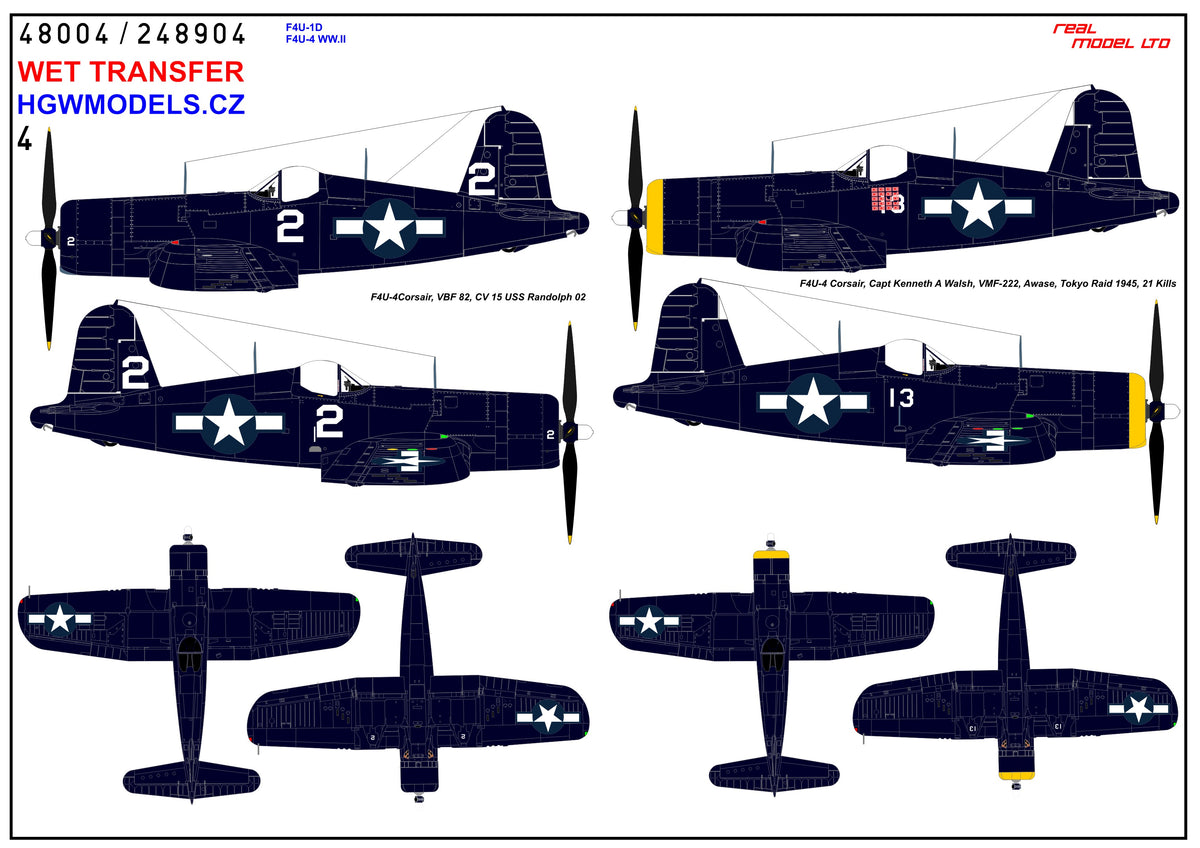 Vought F4U-1D / F4U-4 Corsair WWII - Markings