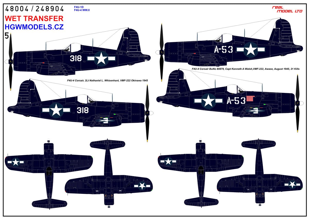 Vought F4U-1D / F4U-4 Corsair WWII - Markings