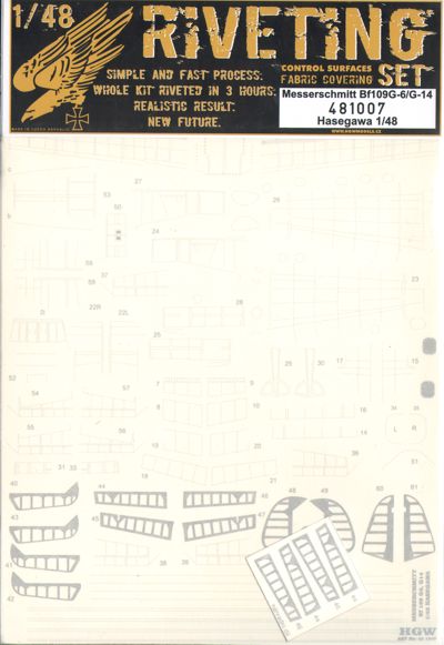 Messerschmitt Bf-109G-6 riveting set (designed to be used with Hasegawa kits)