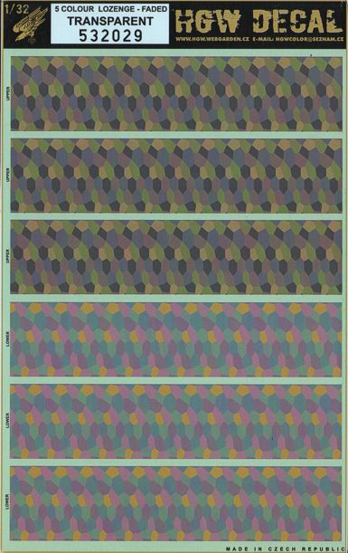 German WWI 5 colour lozenge FADED pattern for upper AND lower surfaces (designed to be used with Wingnut Wings kits)