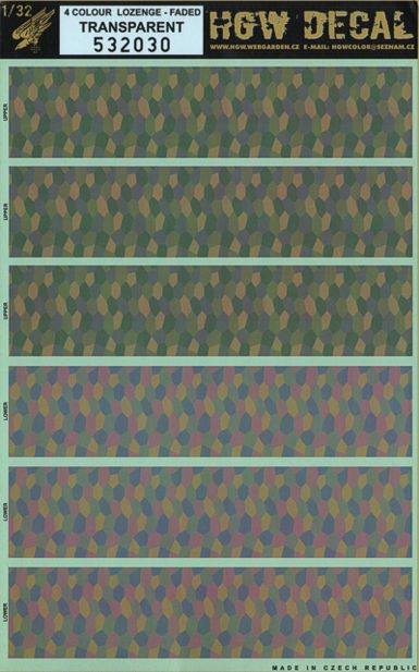 German WWI 4 colour FADED lozenge pattern for upper AND lower surfaces (designed to be used with Wingnut Wings kits)