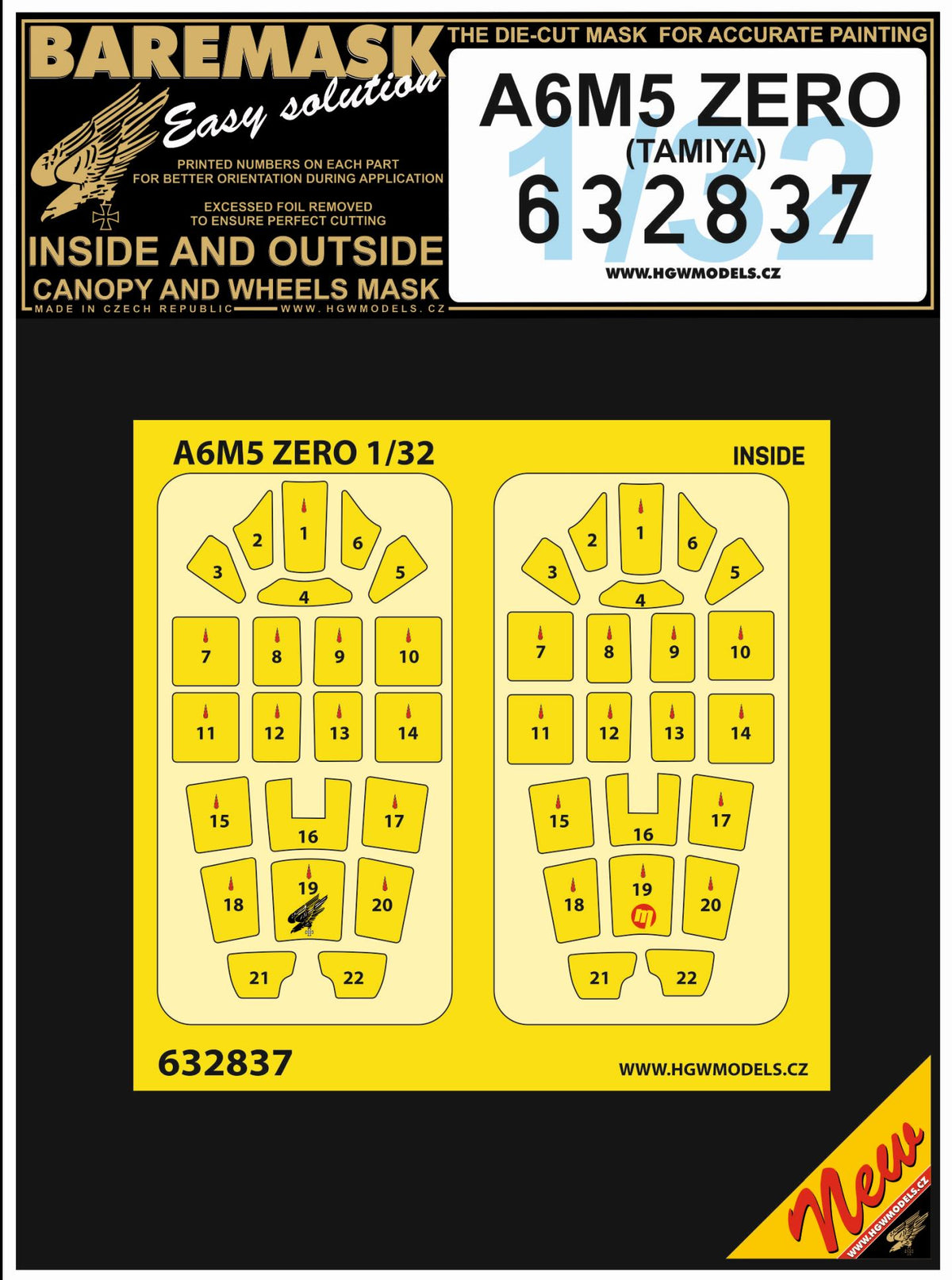 Mitsubishi A6M5 Zero canopy mask (inside & outside) (designed to be used with Tamiya kits)