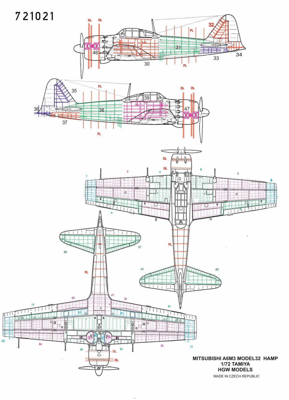 Mitsubishi A6M3 Zero HAMP riveting set (designed to be used with Tamiya kits)