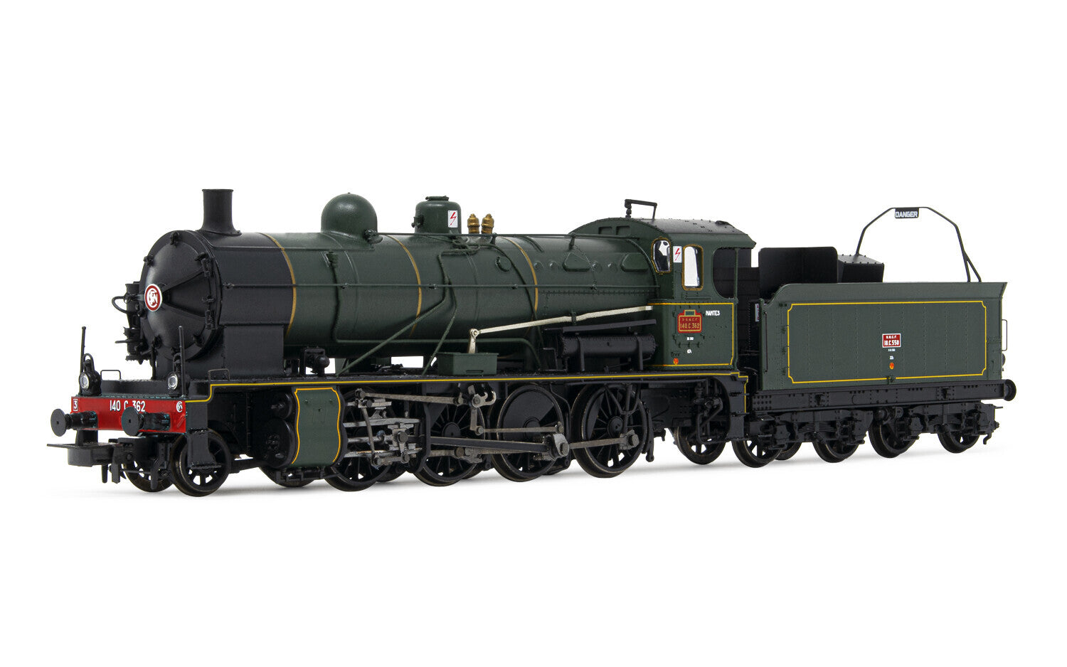 SNCF 140 C 362 and tender 18 C 550 black green with yellow lines and golden boiler rings