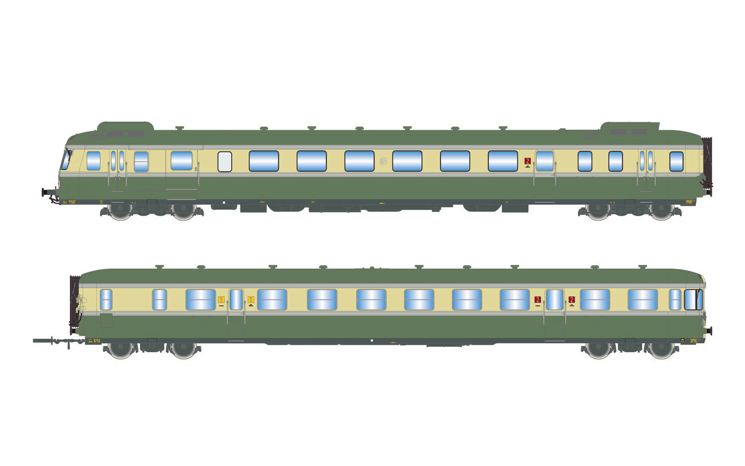 SNCF RGP II X2700 diesel railcar with XR7700 trailer green- HJ2419