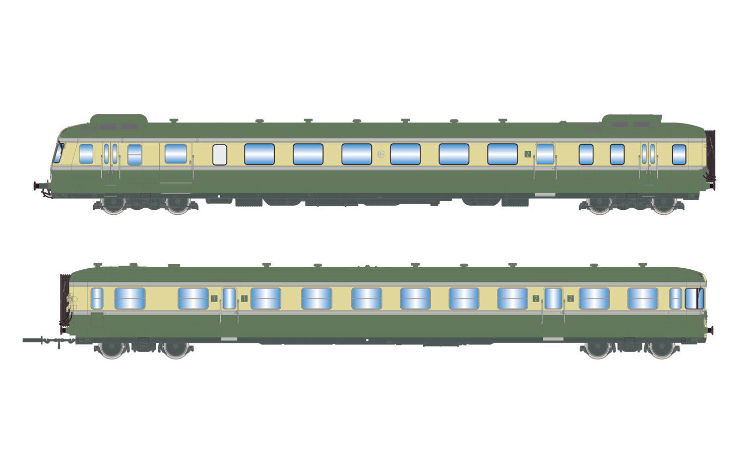 SNCF RGP II X2700 diesel railcar with XR7700 trailer green- HJ2420