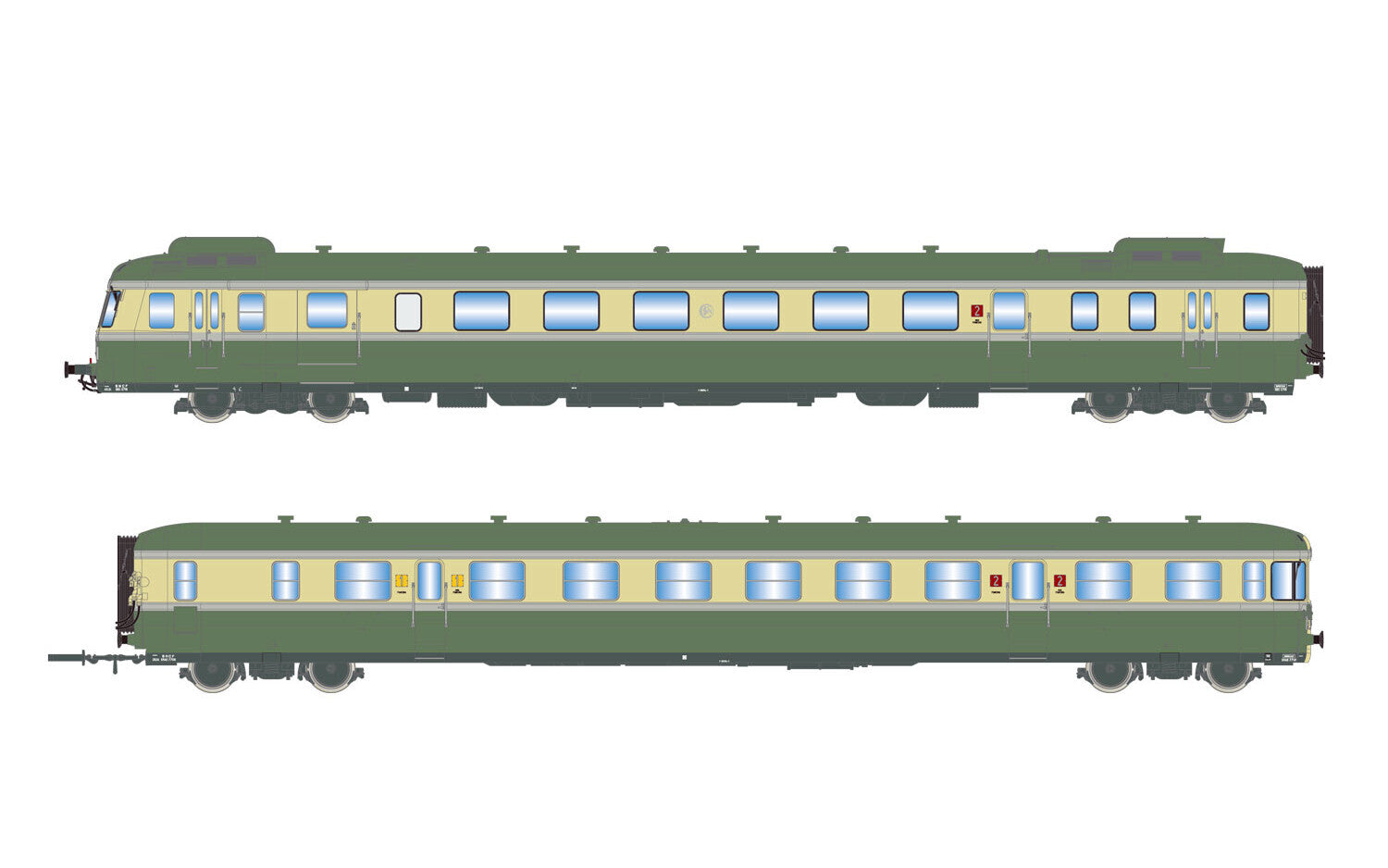 SNCF RGP II X2700 diesel railcar with XR7700 trailer green