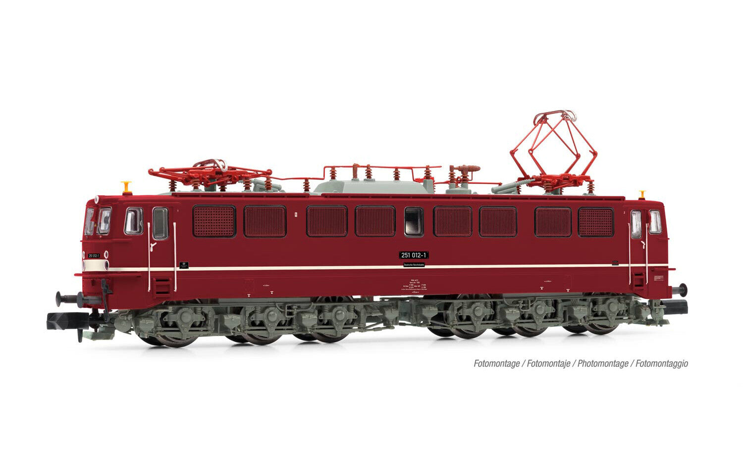 DR electric locomotive class 251 red livery with small decor line period IV DCC