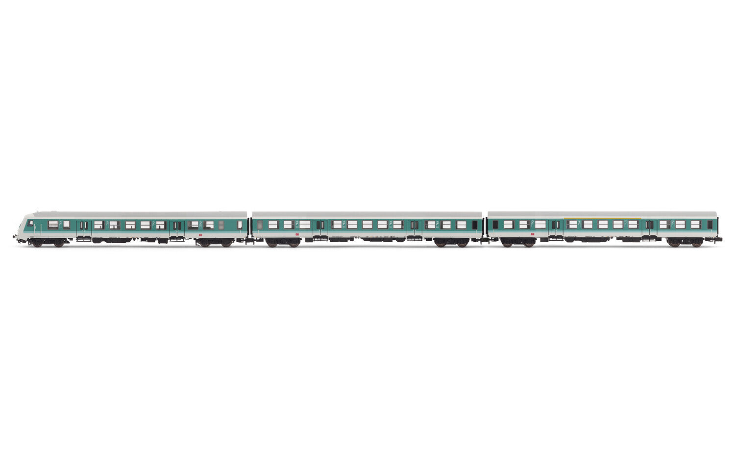 DB AG 3-unit pack regional coaches 1 1 x control cab coach 1 x ABy 1 x By period V mintgreen white