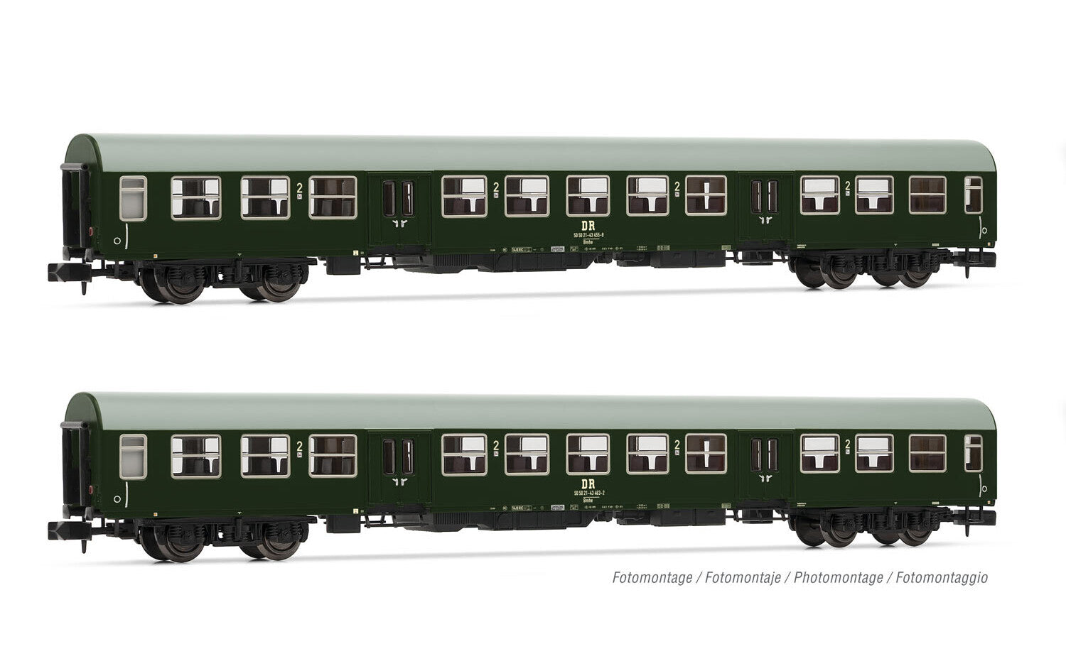 DR 2-unit pack regional coaches lange Halberstädter dark green grey livery period IV