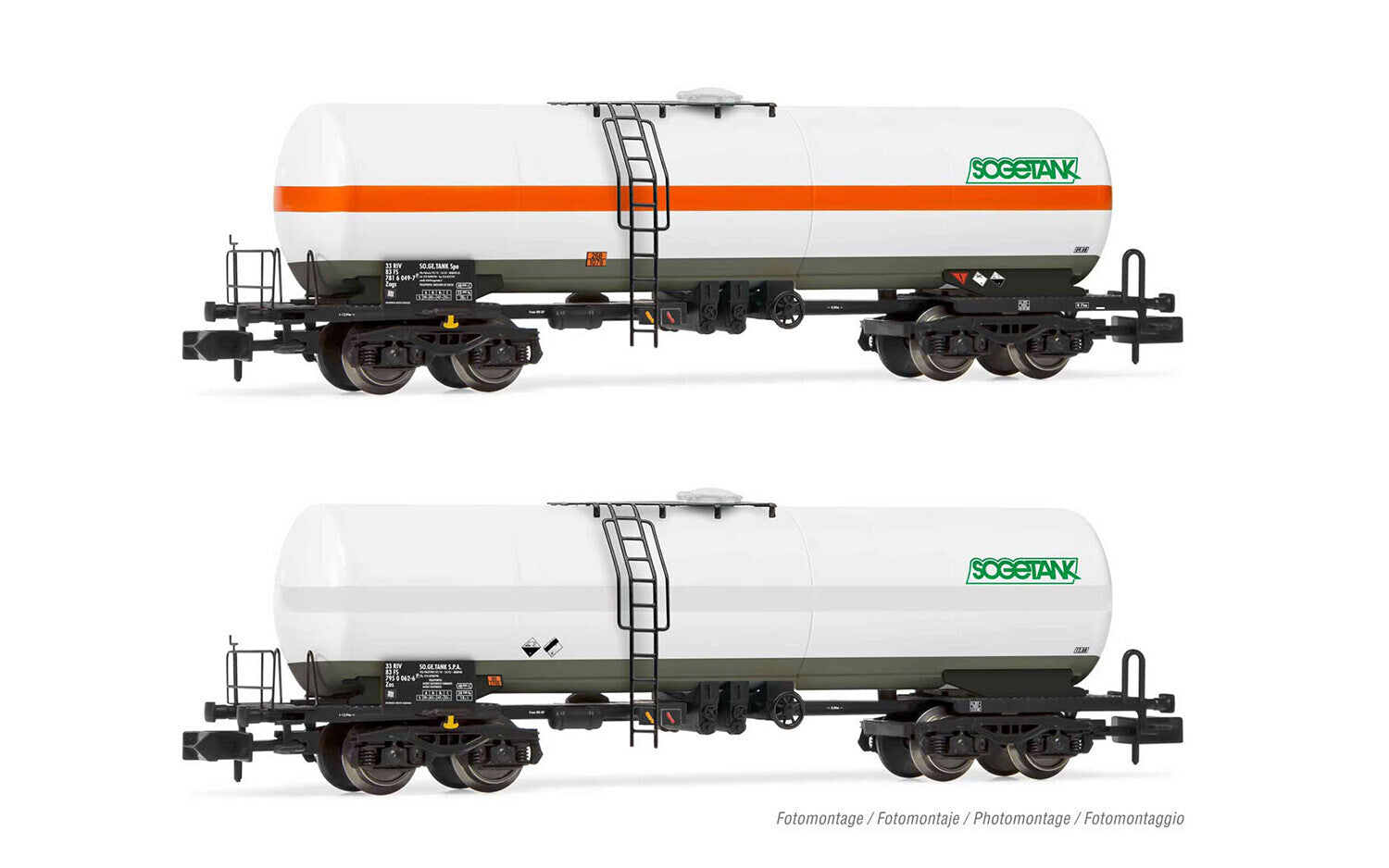 FS 2-units pack Tank wagon 4 axles Zags Zas SOGETANK light grey livery with and without orange strip