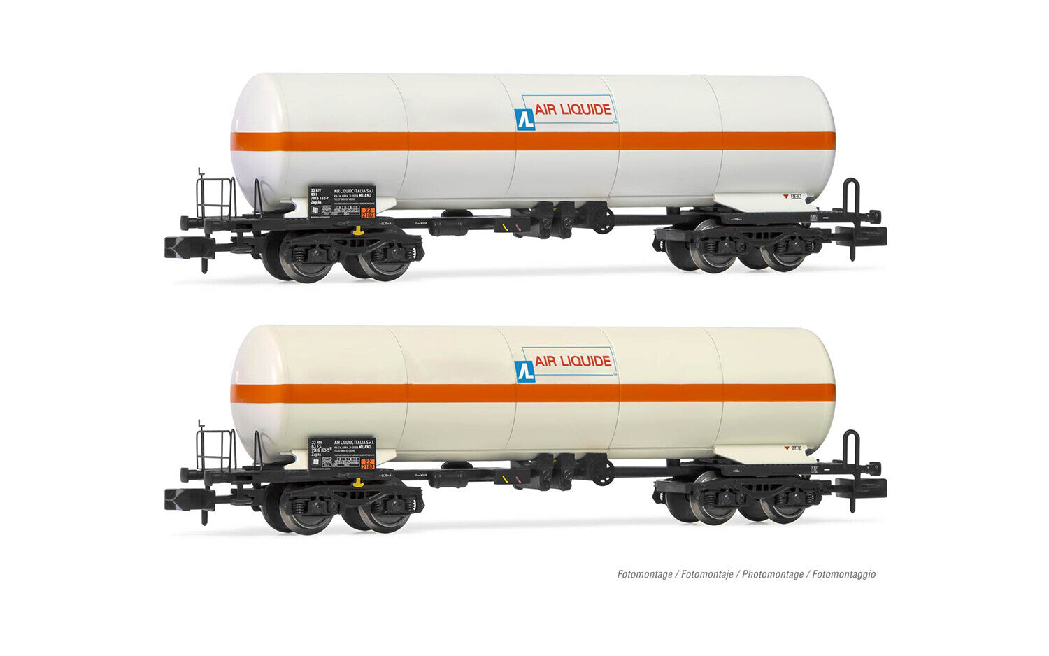 FS 2-units pack Tank wagon 4 axles Zags Air Liquide white with orange stripe ep V
