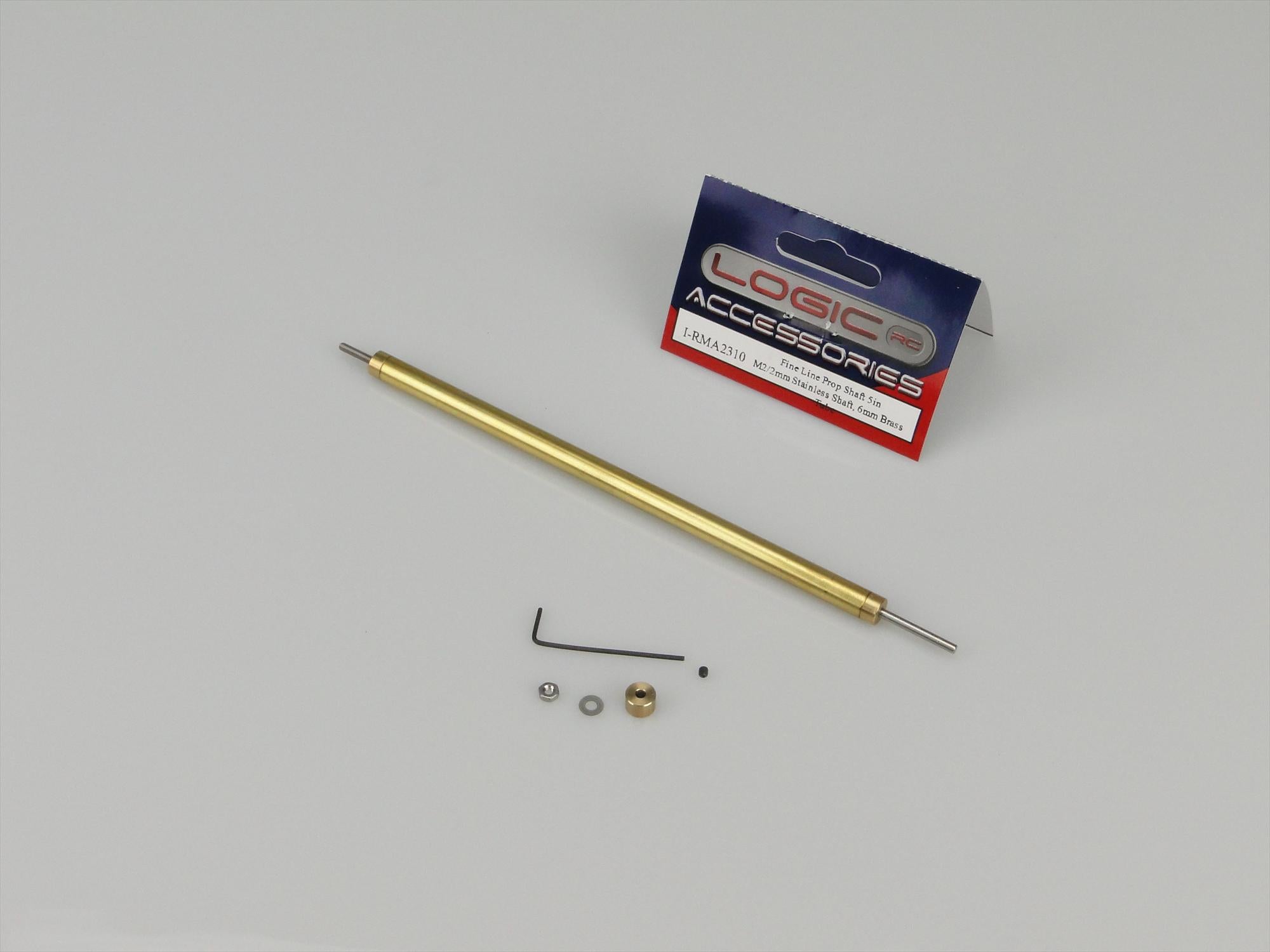 Fine Line Prop Shaft 5in M2/2mm Stainless 6mm dia Brass Tube