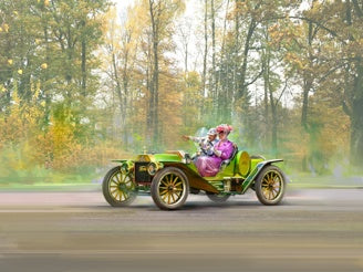 Model T 1913 Speedster with 2 American Sport Car Driver Figures