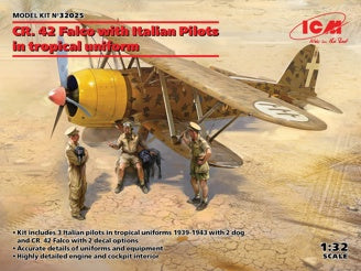ICM CR. 42 Falco with Italian Pilots In Tropical Uniform (3 Figures & 2 Dogs)