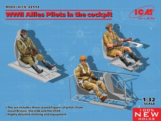 ICM WWII Allies Pilots In The Cockpit (British, American, Soviet) 3 Figures