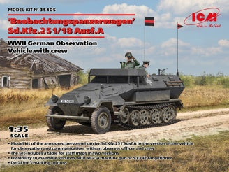 ICM Beobachtungspanzerwagen Sd.Kfz.251/18 Ausf.A, WWII German Observation Vehicle with 4 Crew Figures