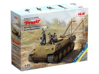 ICM "Prost!", Between Battles on Bergepanther (ARV Bergepanther with 4 Figures & Dog)