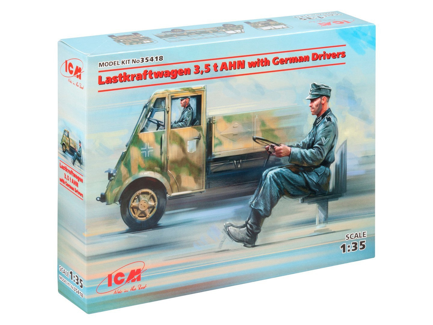 ICM 1/35 Lastkraftwagen 3,5 T Ahn With German Drivers 35418