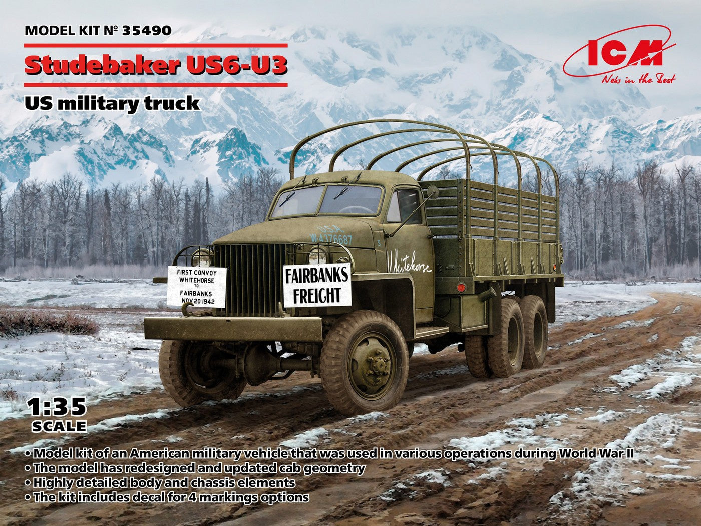 ICM 1/35 Studebaker Us6-U3 Us Military Truck 35490 ICM35490