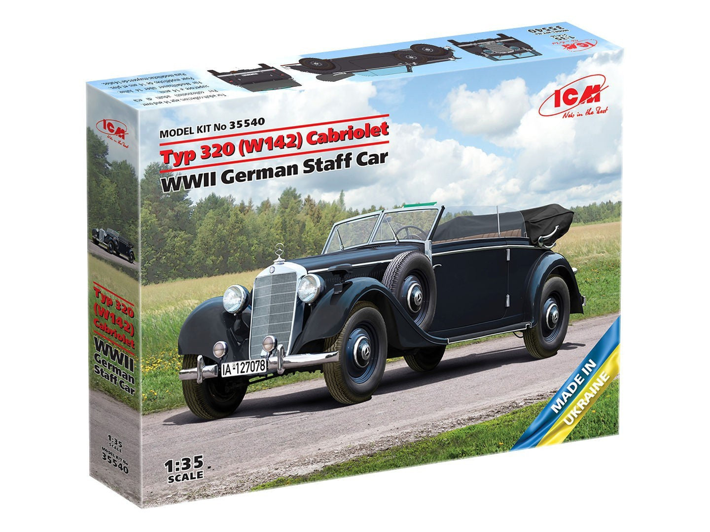 ICM 1/35 Typ 320 (W142) Cabriolet German Staff Car Icm35540
