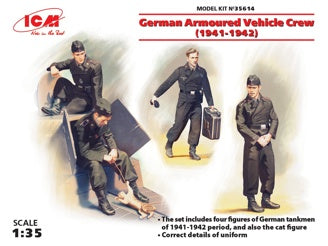 ICM German Armoured Vehicle Crew (1941-1942) 4 Figures & Cat