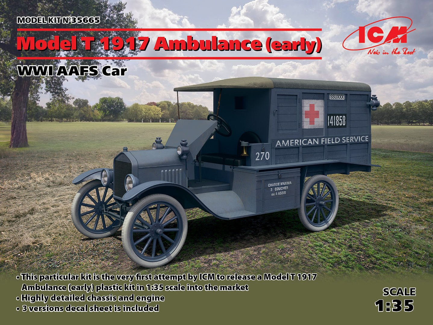 ICM 1/35 Model T 1917 Ambulance, WWI AAFS Car 35665